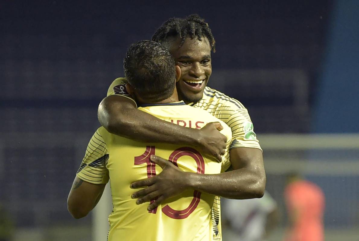 Colombia celebra su primera victoria en las eliminatorias rumba a el mundial de Qatar. Foto: AFP
