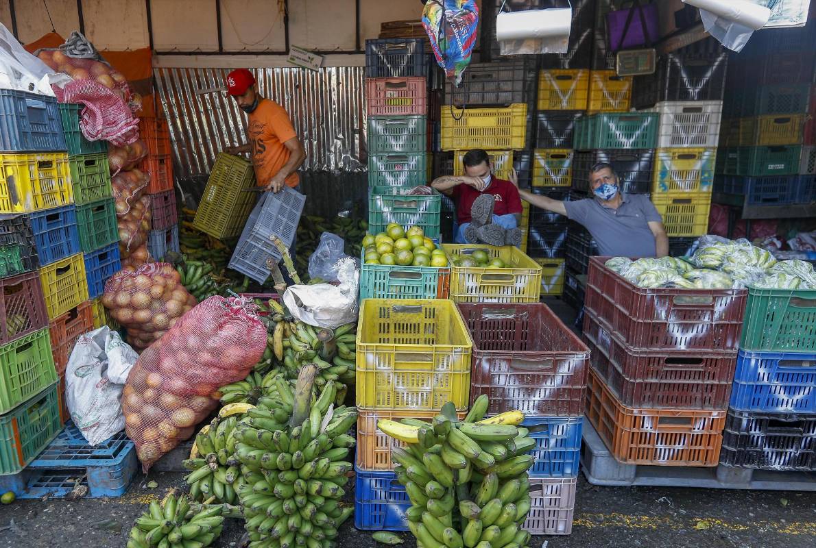 Con un aproximado de 5.985 toneladas de productos proveniente del todo departamento, la plaza Mayorista se abastece para que las familias puedan conseguir a precios económicos sus alimentos. Foto: Manuel Saldarriaga Quintero.