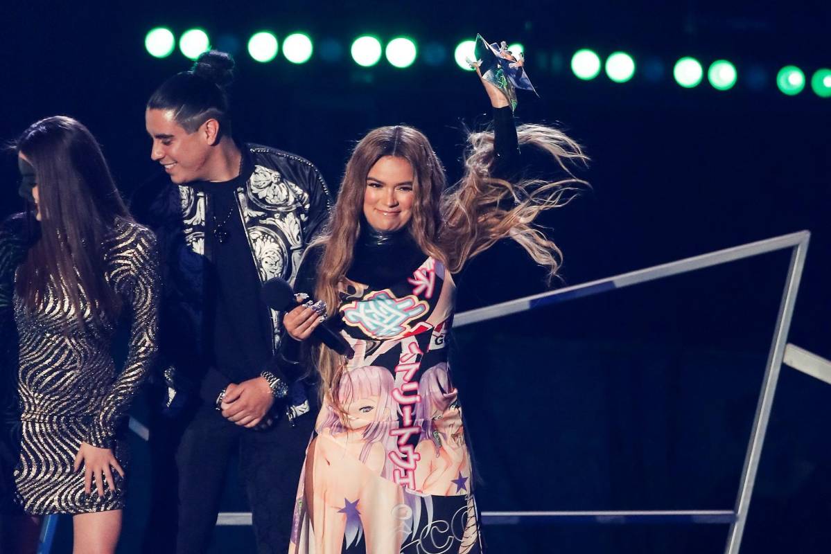 La cantante paisa Karol G ganó el premio al Artista más escuchada. FOTO EFE