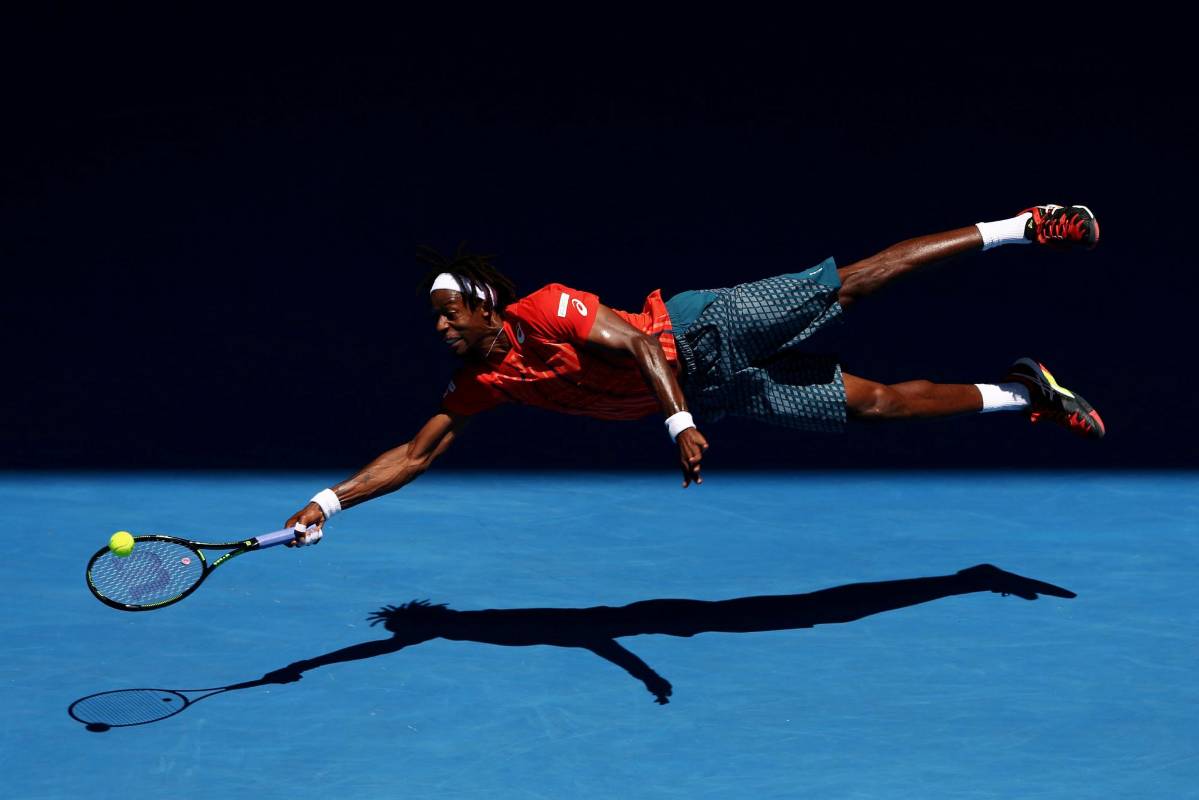 Gael Monfils, de Francia, en su partido de cuarta ronda contra Andrey Kuznetsov de Rusia, durante el Abierto de Australia 2016. Segundo lugar deportes. FOTO Cameron Spencer, Getty Images / Cortesía de World Press Photo Foundation