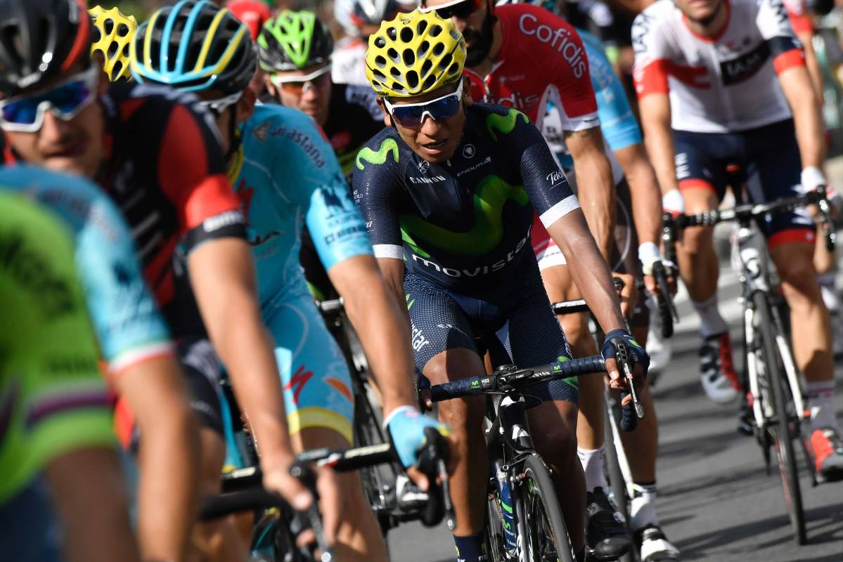 Nairo se mostró satisfecho porque conservó un tercer puesto que sus condiciones físicas hacían peligrar. FOTO AFP