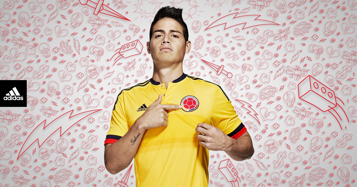 James Rodríguez, Juan Guillermo Cuadrado y Pablo Armero, entre otros, ya lucieron la nueva equipación. FOTO CORTESÍA ADIDAS