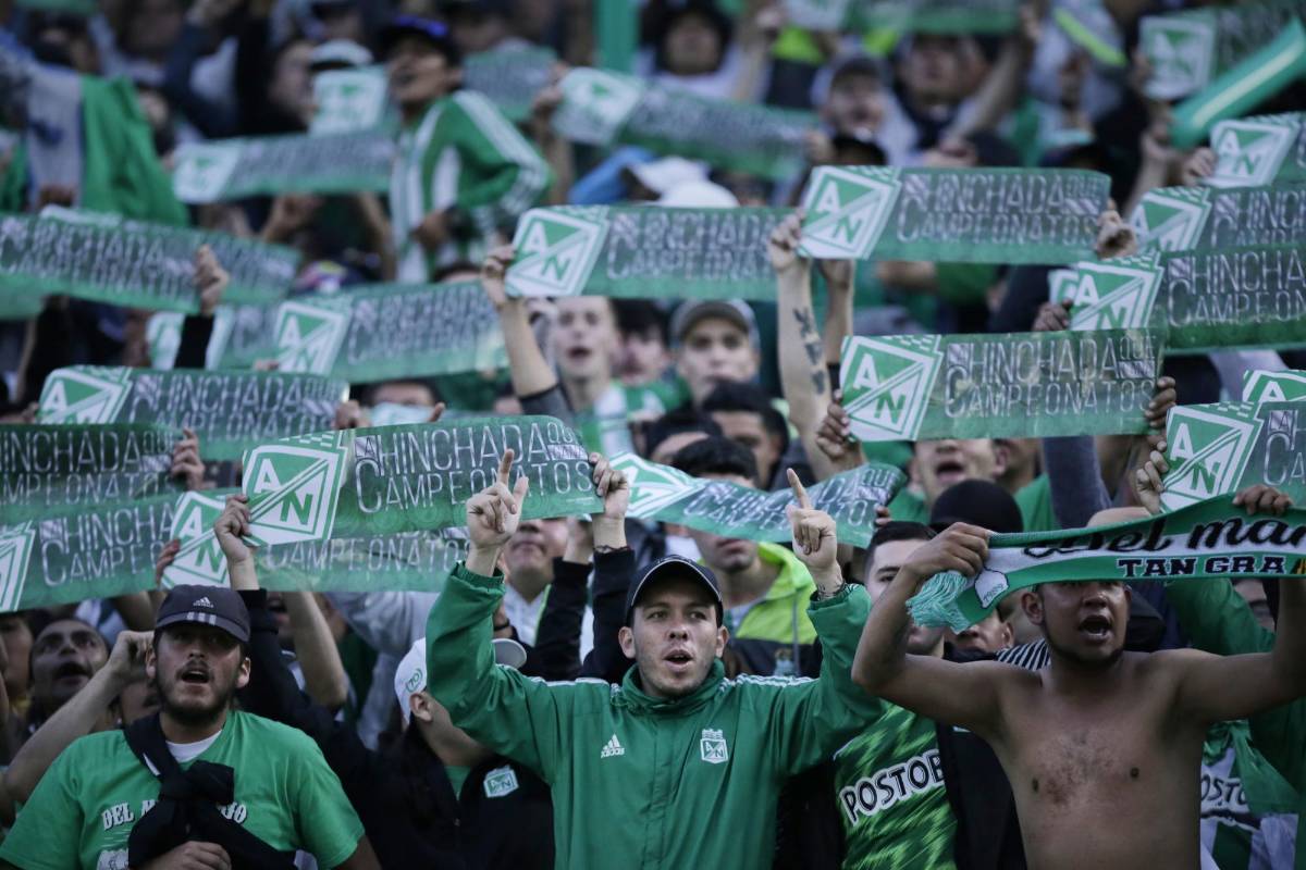 Más de 16.000 hinchas verdolagas hicieron sentir local a Nacional en Bogotá. Foto: Colprensa