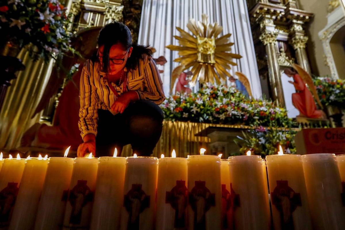 Monumento de la iglesia Santa Gertrudis de Envigado para el Jueves Santo. FOTO JAIME PÉREZ
