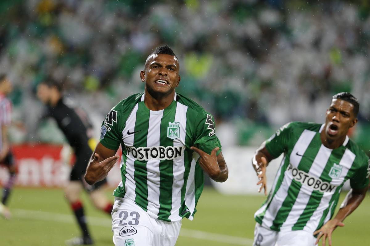 Miguel Ángel Borja fue el autor de los cuatro goles que llevaron a Nacional a ganar la serie ante Sao Paulo de Brasil. FOTO Juan Antonio Sánchez