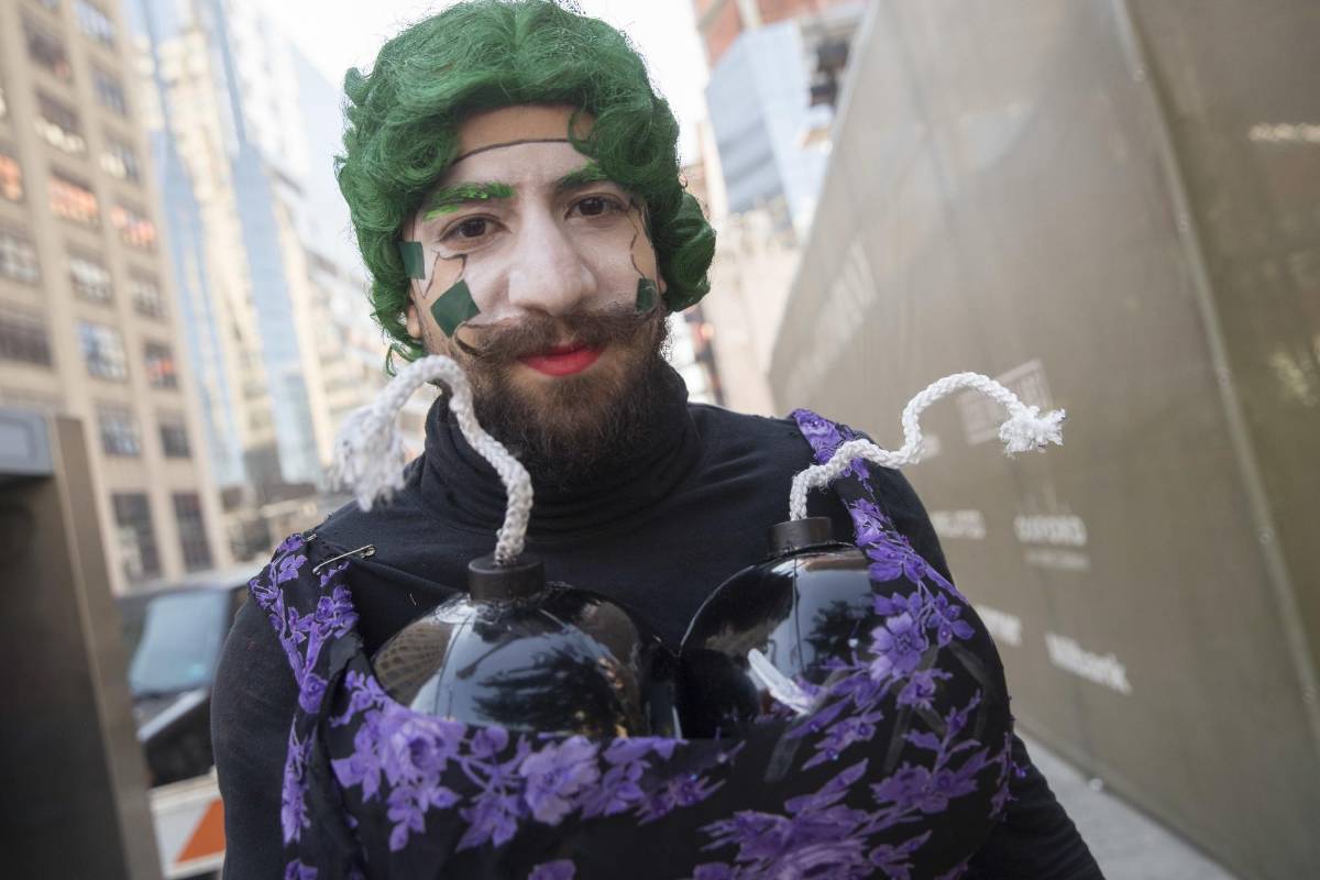 El guasón no podía faltar en la Comic Con de Nueva York. FOTO AP
