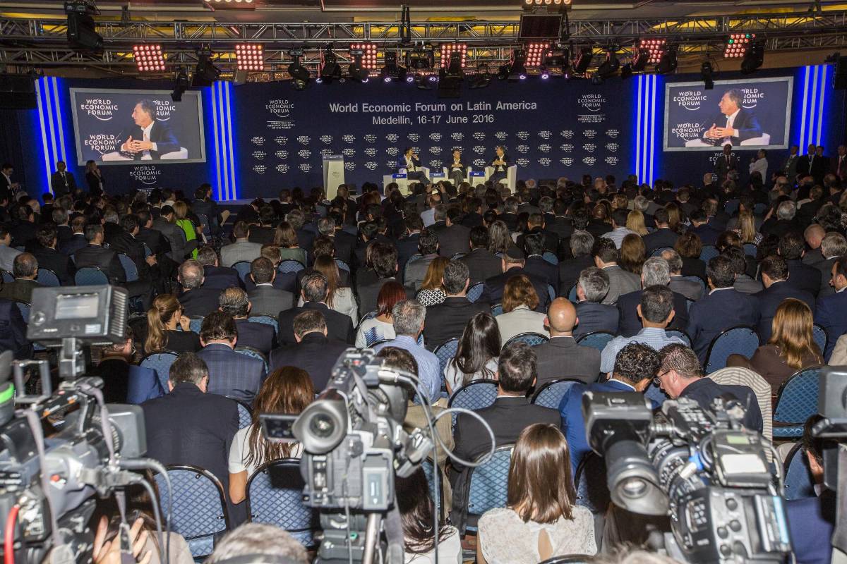 El Foro Económico Mundial, capítulo América Latina, se desarrolla entre el 16 y el 17 de junio en el hotel Intercontinental de Medellín. FOTO MANUEL SALDARRIAGA
