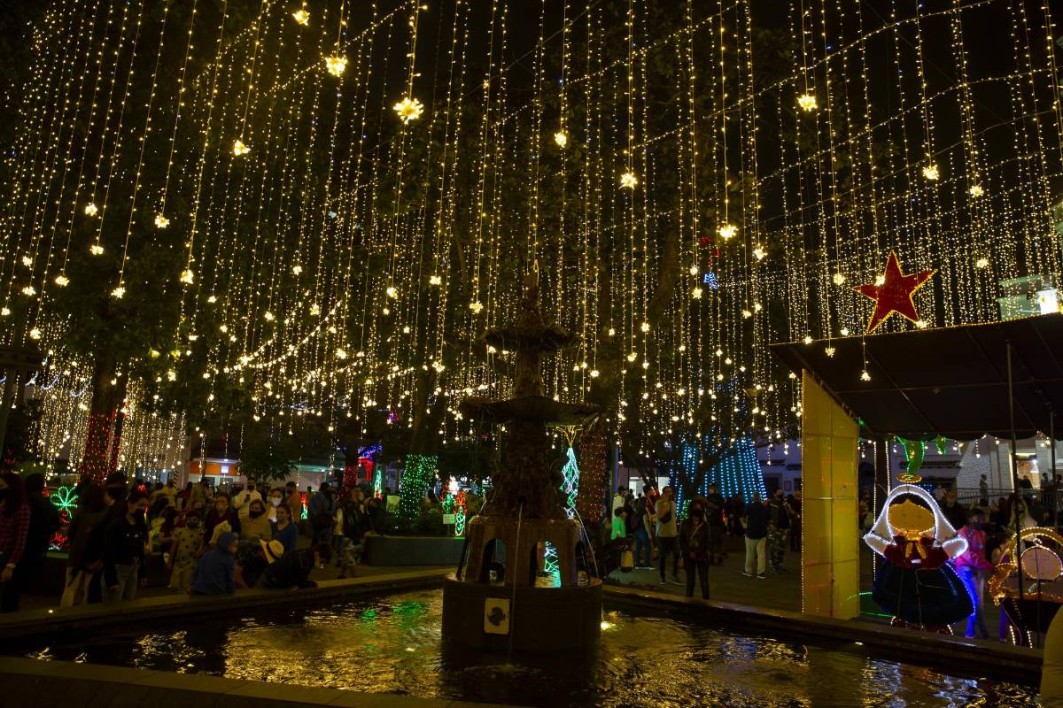 Envigado encendió hoy miércoles 18 de noviembre su alumbrado navideño, convirtiéndose en el primer municipio de Área Metropolitana en iluminar de colores sus calle y parques. Foto: Esteban Venegas.