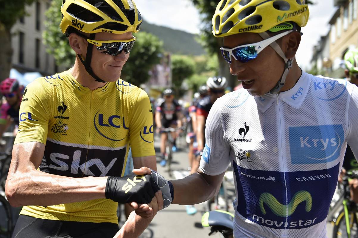A pesar de la rivalidad Froome y Nairo han mostrado un trato cordial durante la competencia. FOTO AFP