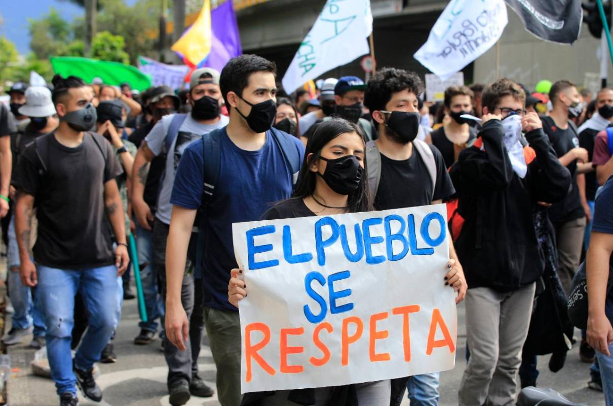 Marchas del 21 de octubre en Medellín. FOTO JUAN ANTONIO SÁNCHEZ