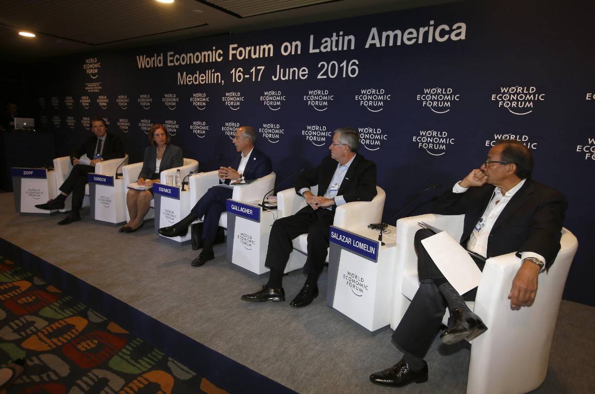 El Foro Económico Mundial, capítulo América Latina, se desarrolla entre el 16 y el 17 de junio en el hotel Intercontinental de Medellín. FOTO MANUEL SALDARRIAGA