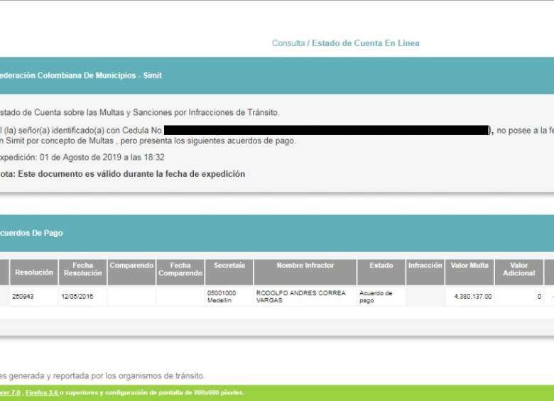 Rodolfo Correa dice que el Simit se equivocó tras multa de transito