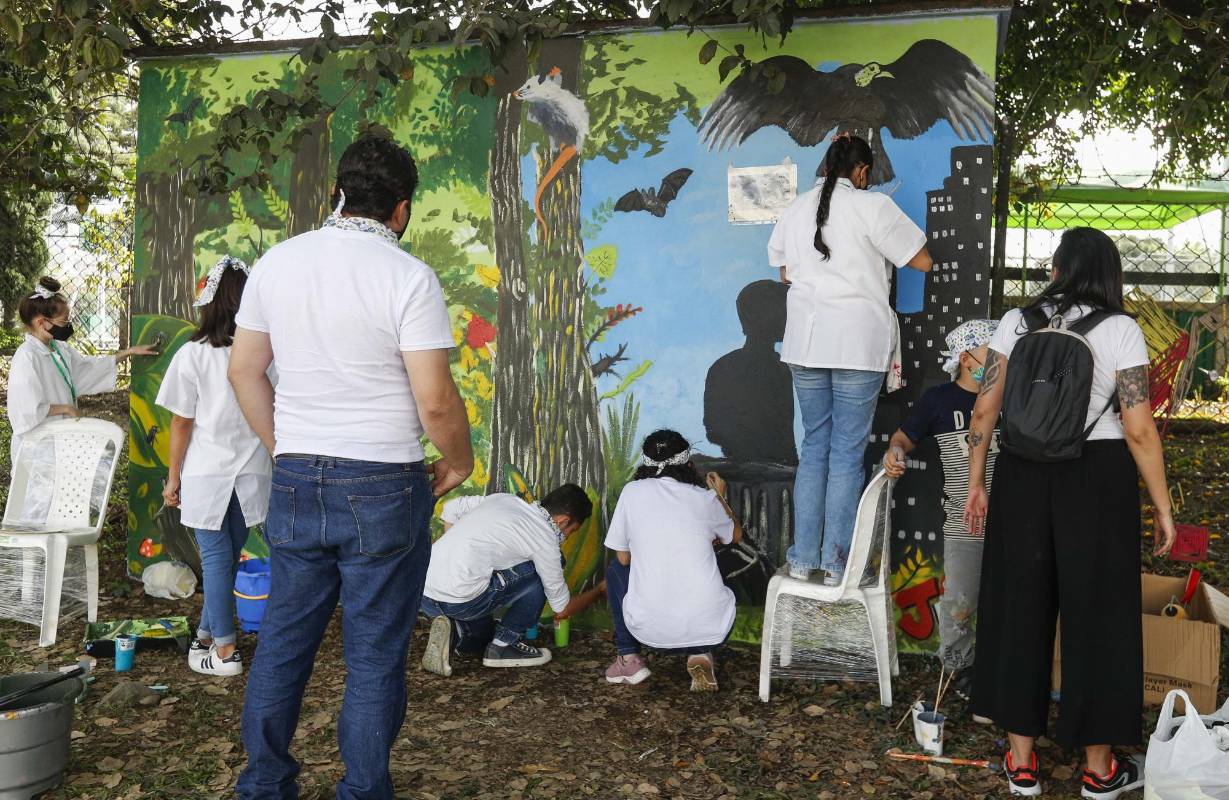 23 artistas urbanos tomaron sus aerosoles y brochas para darle color a la avenida Guayabal en el festival de grafiti de Comfenalco, Medellín. La temática de este año fue aquellos animales indeseados por ciertas personas que los consideran como “plagas” pero que son importantes para el ecosistema. Foto: Manuel Saldarriaga Quintero.