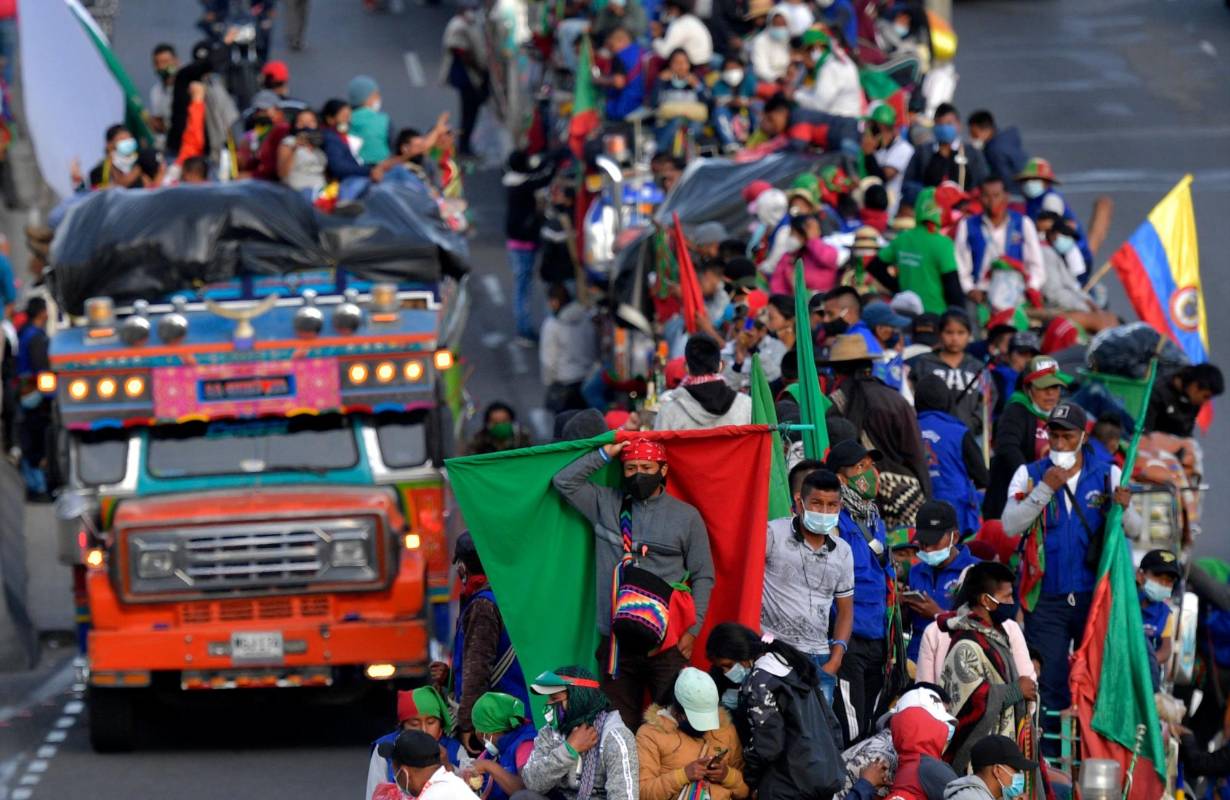 La minga llegó desde el Domingo 18 de Octubre a la capital del país. Foto: AFP