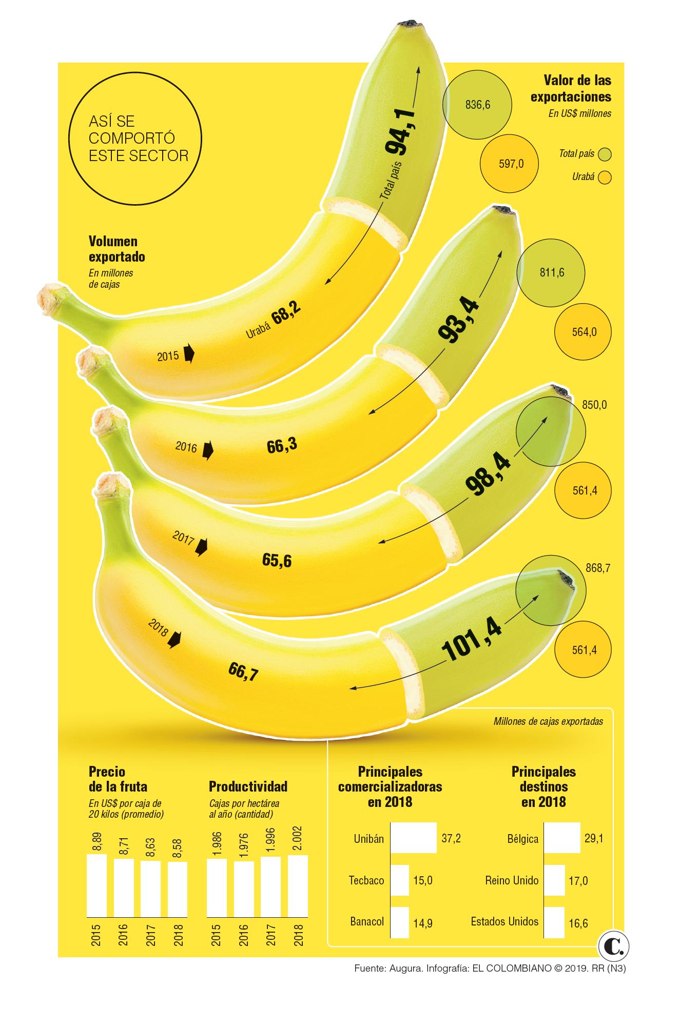 Exportación bananera vuelve a niveles de 2008