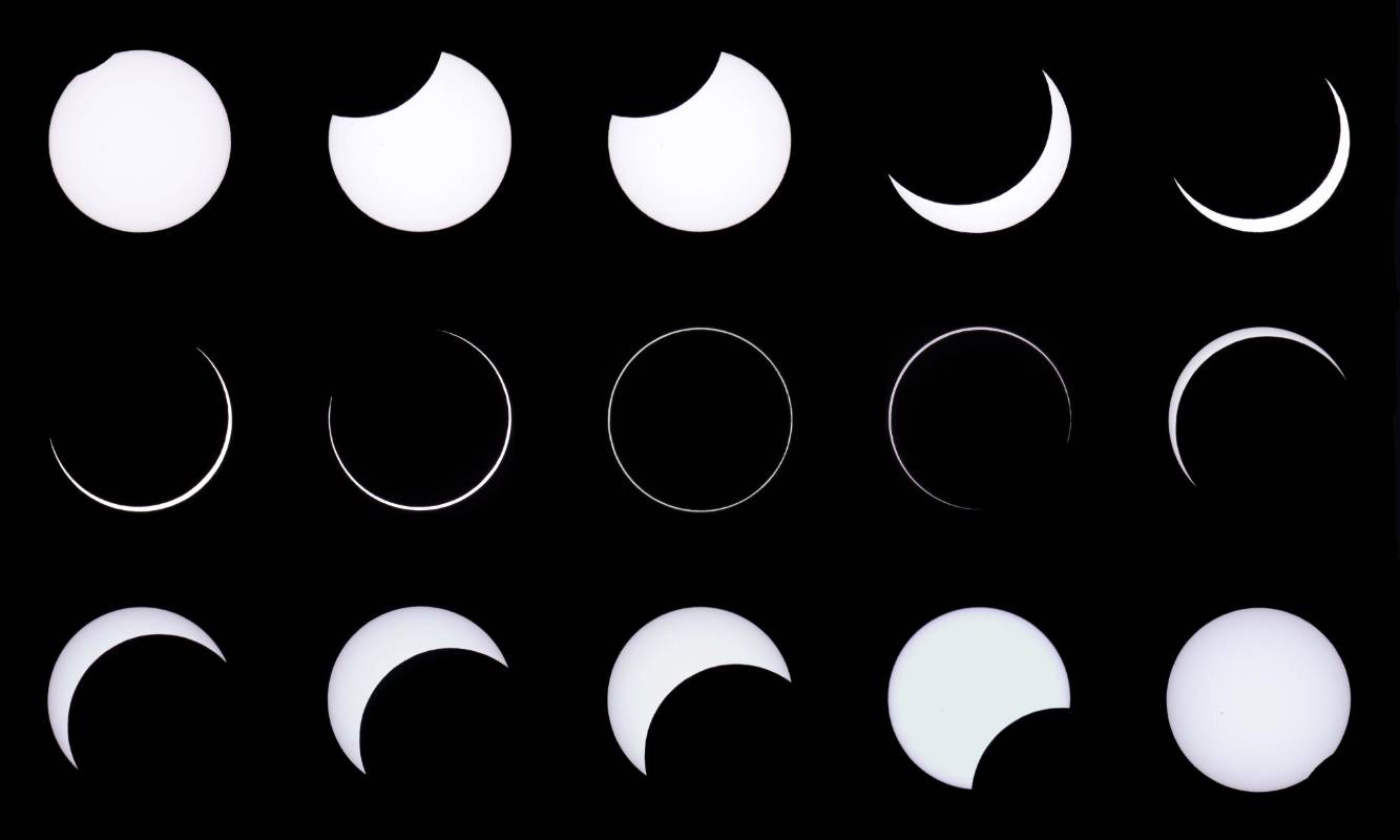 Un eclipse solar anular formó este domingo un “anillo de fuego” alrededor de la Luna y motivó llantos y aplausos entre rituales místicos en el sur de Argentina, donde -como en Chile- se percibió el fenómeno con mayor plenitud antes de apreciarse en África. FOTO AFP