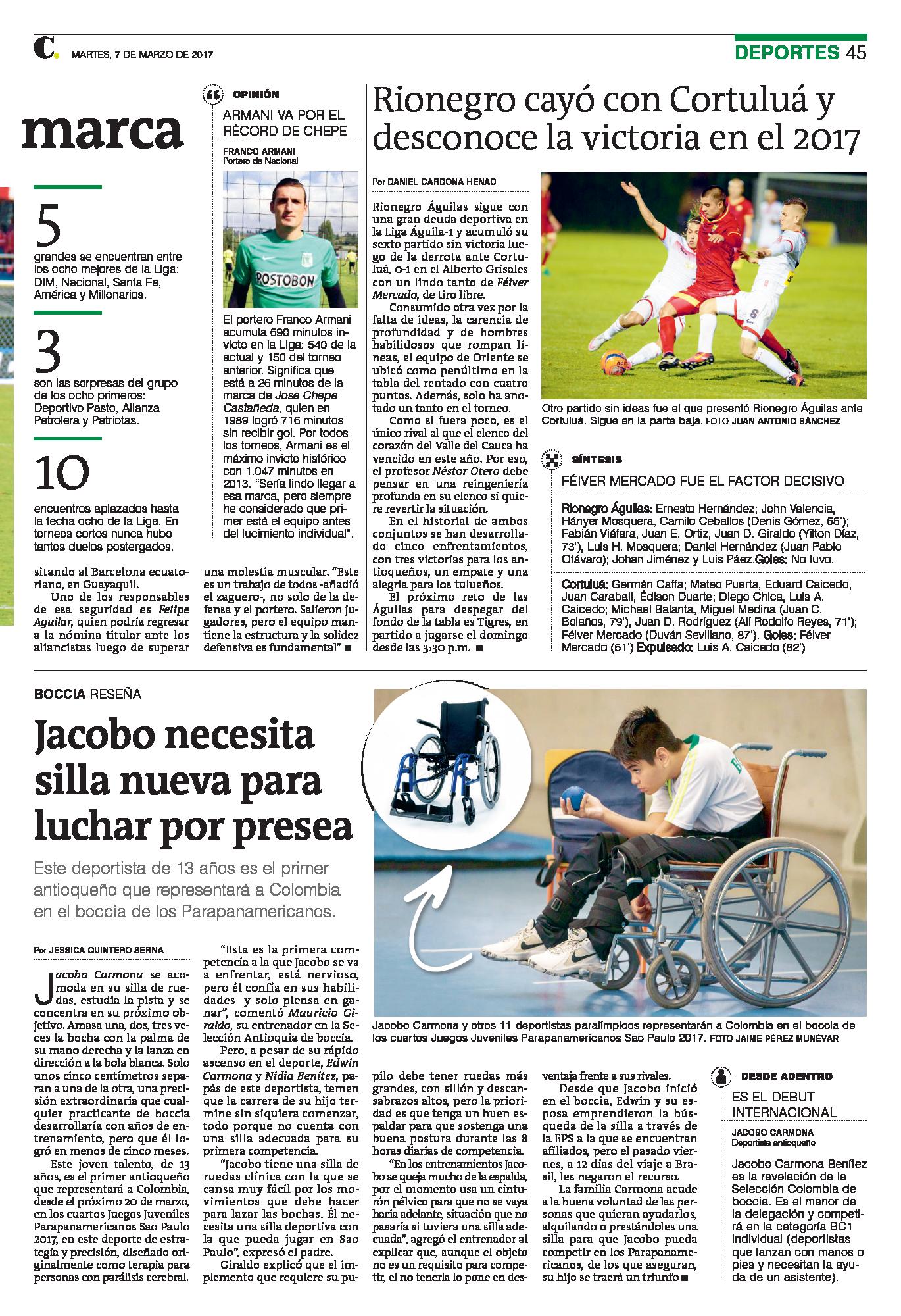 Deportista Jacobo Cardoma tiene silla de ruedas nueva gracias a El Colombiano