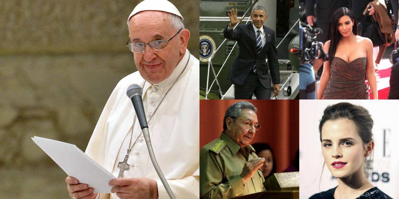 El papa Francisco y el presidente cubano, Raúl Castro, comparten los honores con personajes de la farándula como Kim Kardashian en la lista de las cien personas más influyentes que dio a conocer el pasado jueves la revista Time.