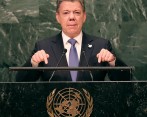Este fue el séptimo discurso que dijo el presidente Juan Manuel Santos ante la Asamblea de la Organización de Naciones Unidas. En esta oportunidad destacó el acuerdo logrado con Farc. FOTO AFP