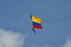 Estos eran los uniformados que ondearon las banderas de Colombia durante el Desfile de Silleteros. FOTO Carlos Velásquez
