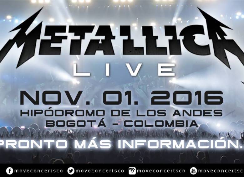 Metallica tocará en Bogotá el primero de noviembre