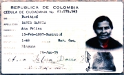 Facsimil de la cédula de ciudadanía de Ana Felisa, la hija mayor de Buriticá, quien hoy cumple 109 años de vida.