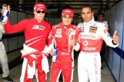 Reuters De izquierda a derecha, el finlandés Kimi Raikkonen, el brasileño Felipe Massa y el inglés Lewis Hamilton.