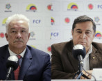 Jorge Perdomo, presidente de la Dimayor y Álvaro González Alzate, representante de la Difútbol. FOTO Colprensa