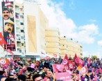 Al presidente francés, Francois Hollande, se sumó su colega tunecino, Beyi Caid Essebsi, para encabezar una marcha. FOTO afp