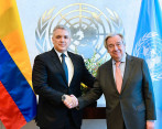 El presidente Iván Duque se reunió con el secretario general de la ONU, Antonio Gutierres, el pasado 9 de marzo. FOTO COLPRENSA