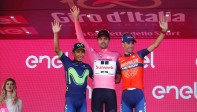 Dumoulin, Quintana y Nibali, el podio del Giro de Italia 2017. FOTO AFP