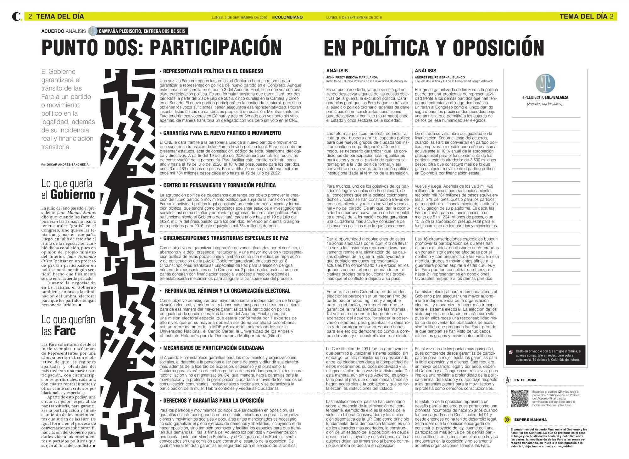 Punto dos: participación en política y oposición