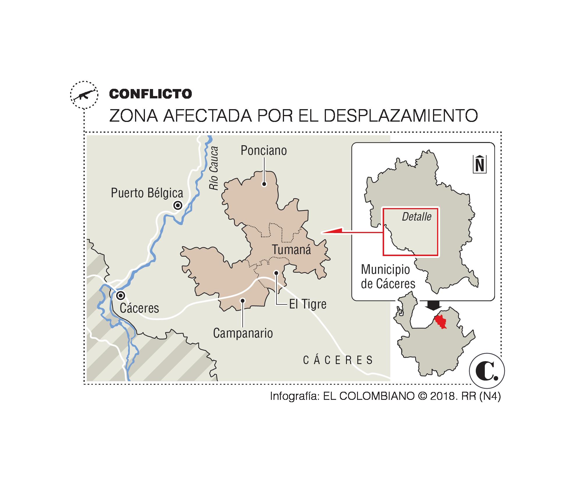 Desplazamiento forzado en Cáceres, Antioquia