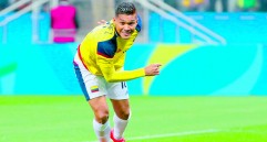 Teófilo Gutiérrez marcó tres goles dentro de la floja actuación de la Sub-23 en el torneo del fútbol olímpico. FOTO AFP
