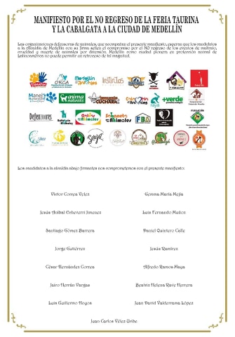 Animalistas de Medellín piden a candidatos firmar compromiso de no a los toros