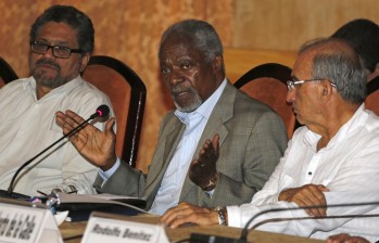Kofi Annan se reunió con las delegaciones del Gobierno y las Farc por separado y luego en audiencia conjunta. FOTO ap