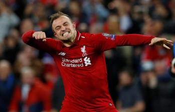 Xherdan Shaqiri celebrando la clasificación del Liverpool a la final de la Champions League. FOTO: REUTERS