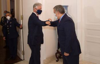 El asesor de Seguridad estadounidense, Robert O’Brien, y el presidente de Colombia, Iván Duque. FOTO Cortesía Presidencia