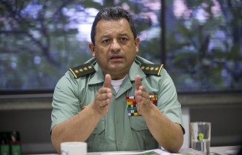 Descripción: Director de la Policía Nacional, general Jorge Hernando Nieto en visita a El Colombiano. Foto: Esteban Vanegas