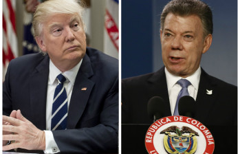Donald Trump y Juan Manuel Santos. FOTO COLPRENSA Y AFP