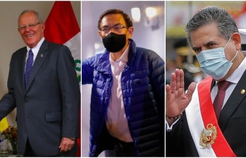 Pedro Pablo Kuczynski, Martín Vizcarra y Manuel Merino, expresidentes de Perú. FOTOS AFP Y COLPRENSA