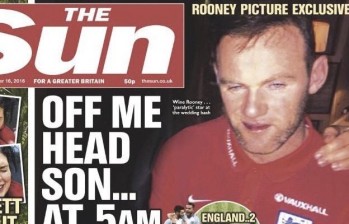 Wayne Rooney supuestamente se emborrachó después de un partido con la selección inglesa, según The Sun. FOTO THE SUN