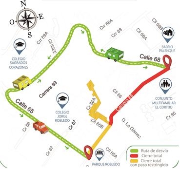 Cierre vial en Robledo por obras de alcantarillado será hasta fin de año