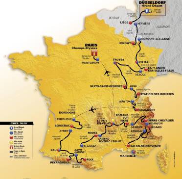 Mapa del Recorrido del Tour de Francia 2017. FOTO REUTERS