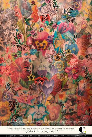 Pieza final publicada en EL COLOMBIANO. Se utilizaron más de 40 flores tatuadas en las pieles de nuestras audiencias. 