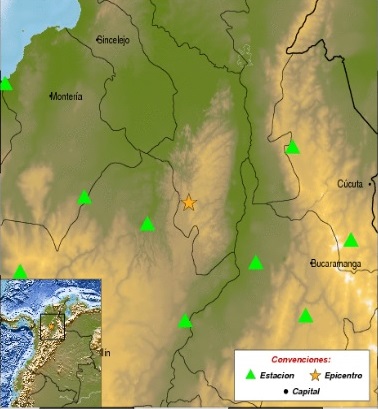 El sismo tuvo lugar, según el Sistema Geológico Colombiano, a las 7:27 de la mañana de este martes. FOTO Cortesía Sistema Geológico Colombiano