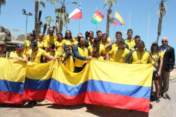 La delegación colombiana regresó de Chile, país donde alcanzó varias medallas, entre ellas, trece de oro, que la mantuvieron en el tercer lugar de los Juegos Bolivarianos. FOTO CORTESÍA COC