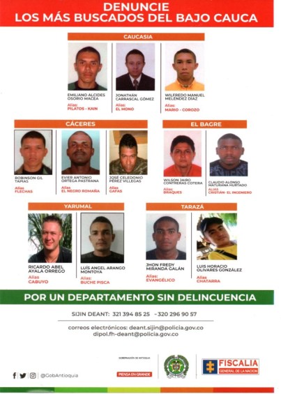 Este es el cartel de los delincuentes más buscados en Antioquia