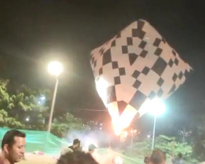 Accidente con globo de mecha en el barrio Yarumito de Itagüí. FOTO CAPTURA DE VIDEO
