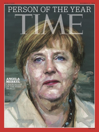 Angela Merkel. Después de 30 años una mujer fue elegida la persona del año para la revista Time. 2015.